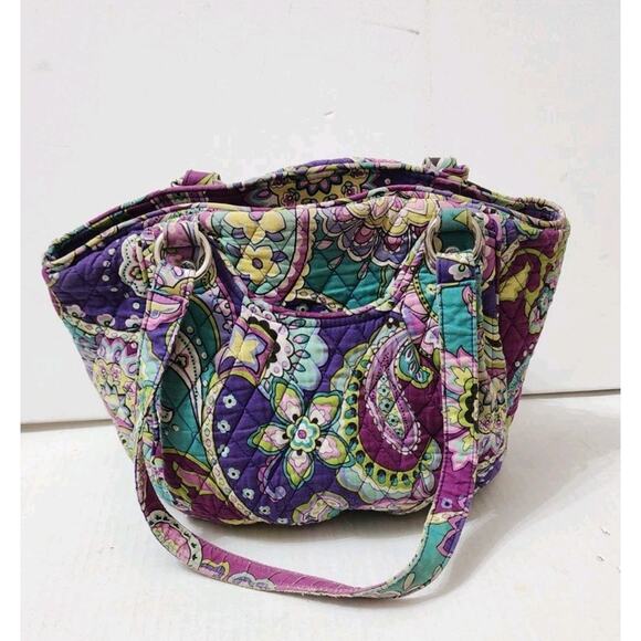 Vera Bradley Handbags - Vera Bradley retired quilted Mandy tote bag in a plum crazy paisley pattern.